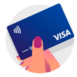 Mano sosteniendo una tarjeta Visa Contactless