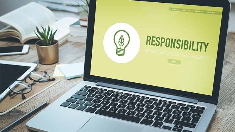 imagen de una laptop con la palabra Responsability