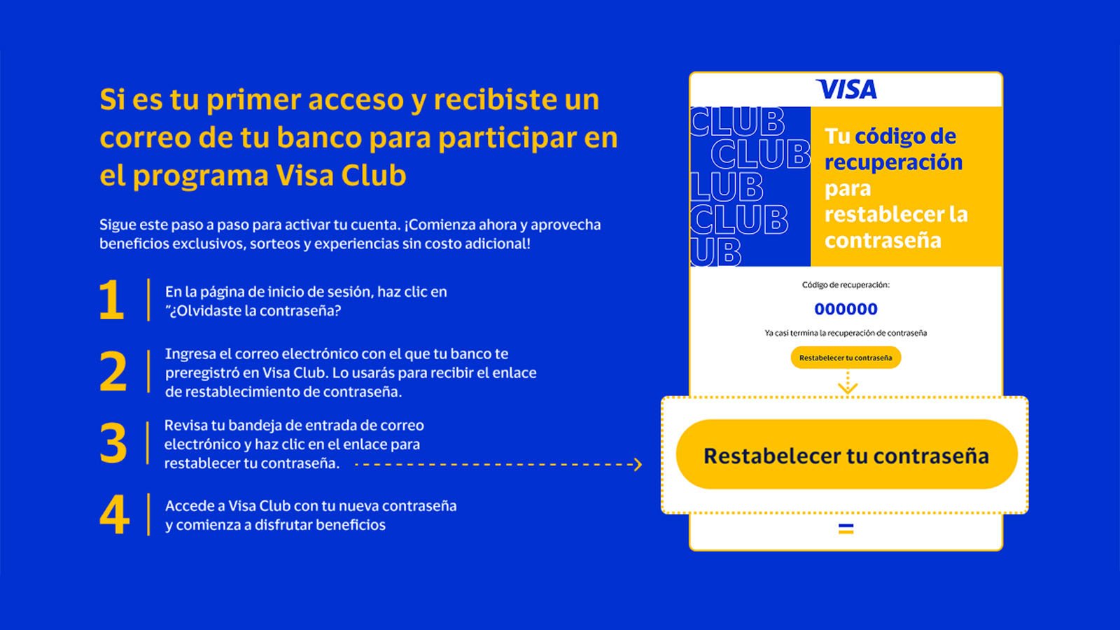 Banner de primer acceso a Visa Club